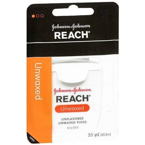 Johnson and Johnson Reach Dental Floss, Unwaxed - 50Yards (Pack 2)