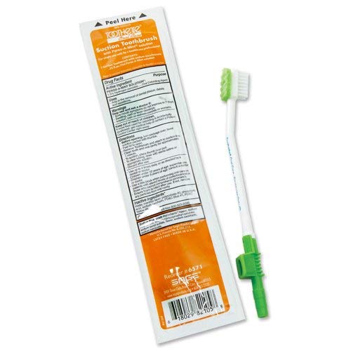 Toothette® Oral Care Single Use Suction Toothbrush System with Perox-A-Mint Solution - case (100)