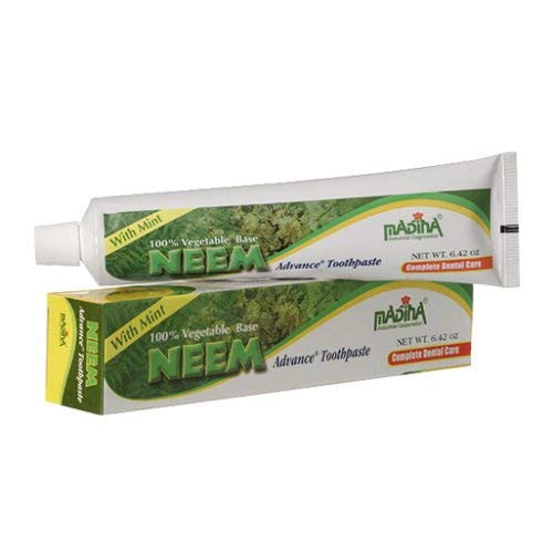 Madina 100% Vegetable Base Neem Advance Toothpaste 6.42oz with Mint Pack of 12