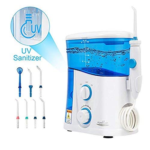 Water Flosser with UV Sterilizer 1000ml High-Volume Reservoir, 10 Adjustable Pressure Setting, 7 Multifunctional Tips for Whole Family & Braces by Aiyabrush (Upgraded Version)