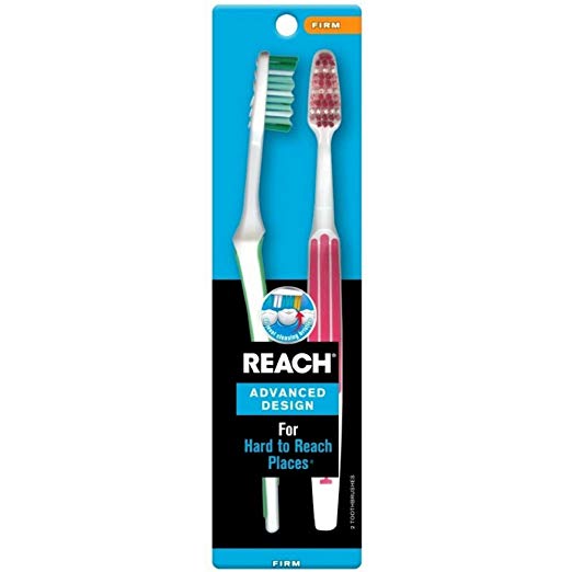 REACH Advanced Design Toothbrushes Firm Full Head Color May Vary 2 ea (Pack of 12)