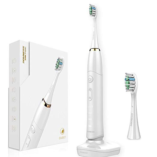 Sonic Electric Toothbrush,Wireless Charging Rechargeable Toothbrush with 6 Brushing Modes IPX7 Waterproof by Souness SN801