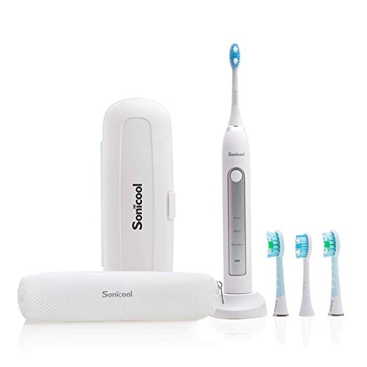 Sonic Electric Toothbrush, Rechargeable Electric Toothbrush for Adults/Children 2 Minutes Timer 3 Brushing Modes 48000 Vibrations Deep Clean with 4 Replacement Heads Waterproof Toothbrush by Sonicool