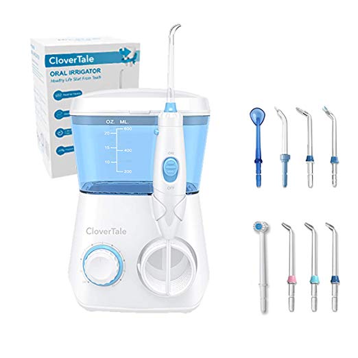 Dental Water Flosser Teeth Cleaner, Braces, Electric Oral Irrigator Flosser Whitens Teeth, Removes Stains, Cleans Braces with 9 Multifunctional Jet Tips