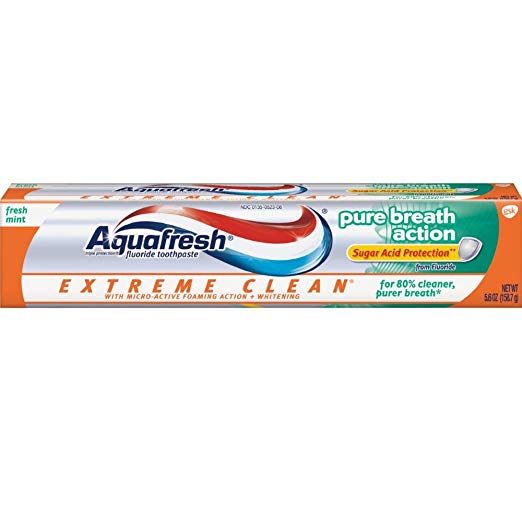 Aquafresh Extreme Clean Pure Breath Action, Fresh Mint, 5.6 Ounce, Pack of 12