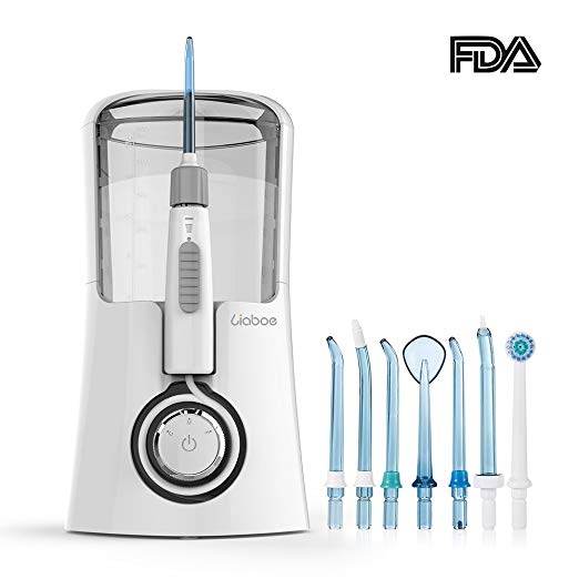 Liaboe Water Flosser, Dental Oral Irrigator 600ml Capacity Leak-proof with 3 Adjustable Mode,5 Water Pressure Setting and 7 Multiple Tips,for Family Use,for Teeth and Braces, FDA Approved