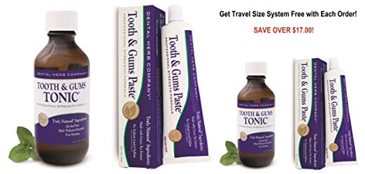 Professional Strength Oral Rinse DHC-TGS Tooth and Gums System by Dental Herb Company + Travel Size System FREE