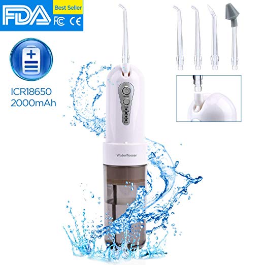 Water Flosser Cordless Ultra Oral Irrigator Portable Replacement Jet & Tips Cleaning Braces Whitening Teeth for Travel and Home (Brown)