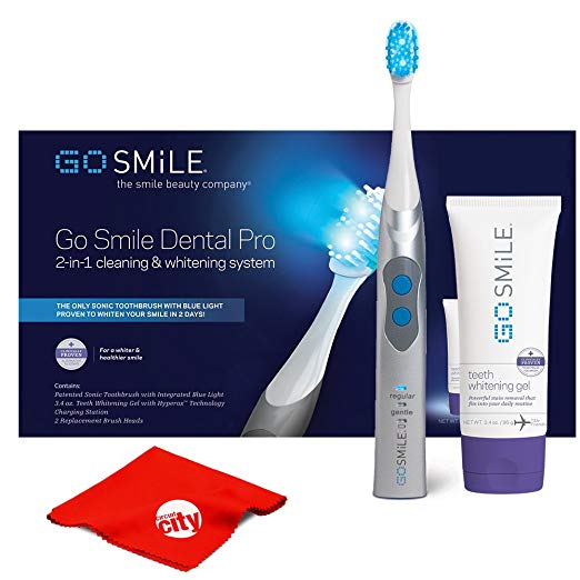 Go Smile Sonic Blue UV Toothbrush At Home Dental Care Teeth Whitening System (Silver)