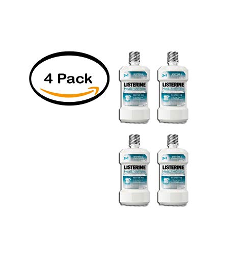 PACK OF 4 - Listerine Healthy White Restoring Fluoride Rinse For Teeth Whitening, Clean Mint, 32 Oz