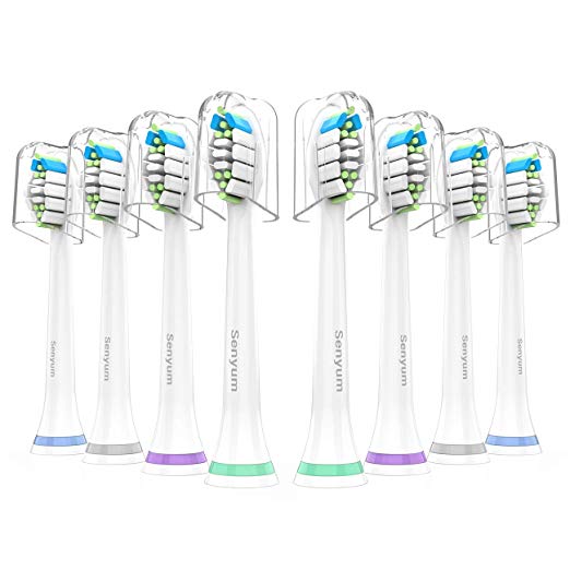 Senyum Replacement Brush Heads for Phillips Sonicare Toothbrush, Sonic Care Brush Head for Philips HX6250 HX6530 HX6730 HX6340 HX6610, 8 pack with Vacuum Package