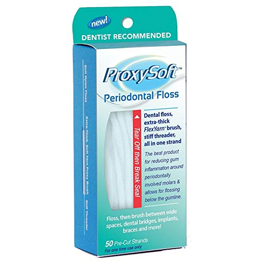 12 Packs of Dental Floss for Braces with Threader and Thick Proxy Brush for Daily Care of Periodontal Disease and Gum Health - Orthodontic Flossers for Braces and Teeth, Periodontal Floss by ProxySoft