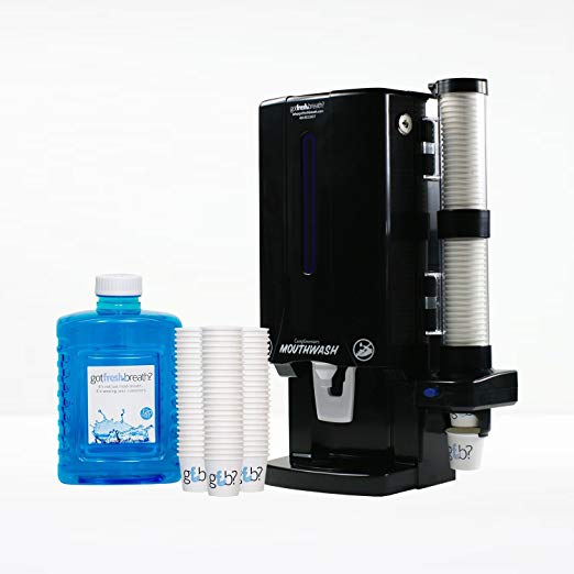 Mouthwash Dispenser Starter Kit (Black) - For GotFreshBreath Alcohol-free Mouthwash