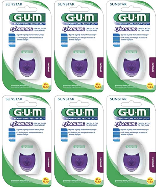 GUM Expanding Dental Floss 2030 43.3 Yd (Pack of 6) - Sealed Manufacturer Case Pack