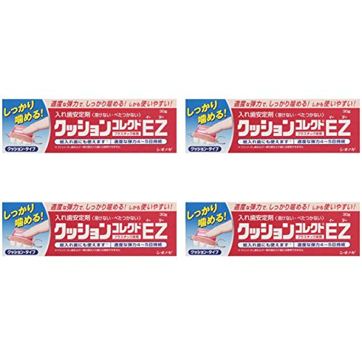 [With English instruction] Shionogi, CUSHION CORRECT EZ denture cushion grip adhesive, 30g 4 packs