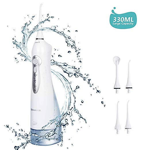 [Upgrade Version]Water Flosser Cordless Dental Oral Irrigator for Teeth Cleaning with 3 Jet Tips,330ml Reservoir and Tongue Cleaner Attachment, for Travel and Family Use, Kids and Adults Compatible