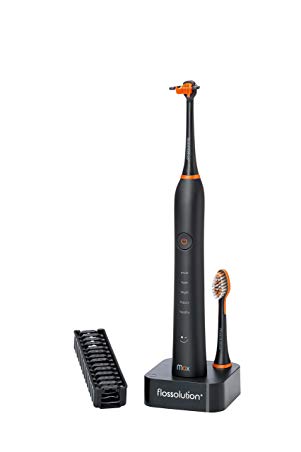 Flossolution Max Electric Toothbrush & Flossing New & Improved with Microfloss—Simple, Effective and Painless Flossing (Black)