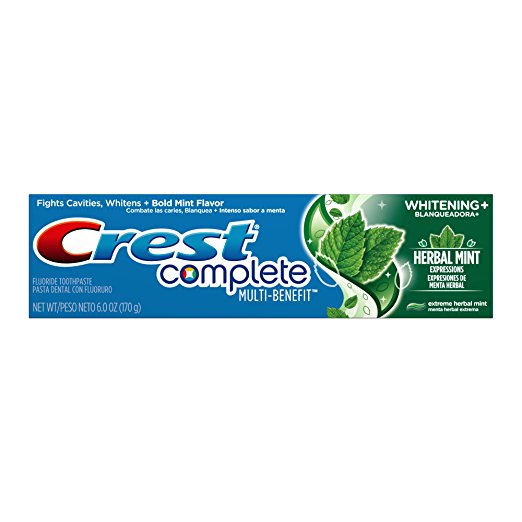 Crest Complete Multi-Benefit Whitening + Herbal Mint Expressions, Extreme Herbal Mint Toothpaste - 6.0 Oz, Pack of 6