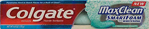 Colgate MaxClean Smartfoam with Whitening, Spearmint Blast Toothpaste, 6 Ounce (Pack of 5)