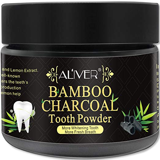 Activated Charcoal Teeth Whitening Powder 100% Natural Black Carbon Coconut with no Sensitivity for Tooth Whitening by Aliver (Bamboo Charcoal)