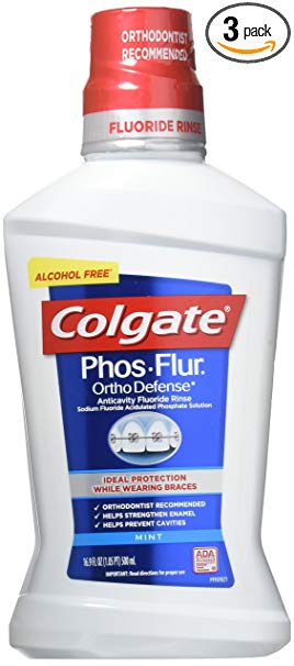 Colgate Phos-Flur Anti-Cavity Fluoride Rinse Mint 16.9 Fl oz (Pack of 3)