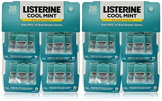 Listerine Cool Mint Pocketpaks Breath Strips, 24-24-Strip Pack total 576 strips - + 6 Pinkleaf Greeting Cards Included