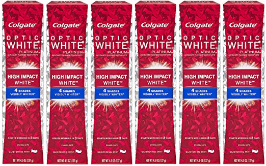 Colgate Optic White High Impact White Whitening Toothpaste - 4.5 ounce (6 Pack)