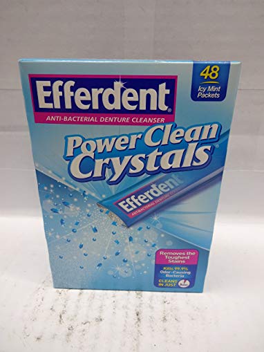 Efferdent Anti-Bacterial Denture Cleanser Power Clean Crystals Icy Mint, Icy Mint 48 Each (Pack of 4)