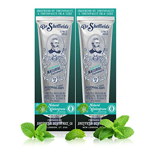 Dr. Sheffield’s Certified Natural Toothpaste - WINTERGREEN - 5 OZ (2 PACK)