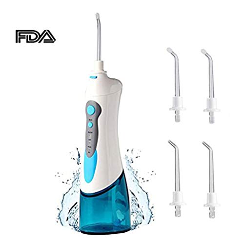 Dental Cordless Water Flosser, Porfesstional Rechargeable Poratble Oral Irrgator with 4 Rotatable Jet Tip, Waterproof Dental Gum Flosser For Braces and Teeth Whitening