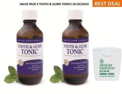 Dental Herb Company Tooth & Gums Tonic (2) 18 Oz + Dessert Essence Floss Bundle