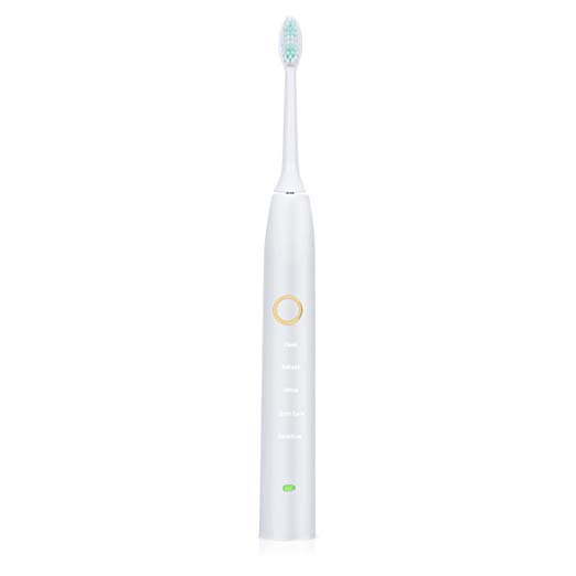 Electric Sonic Rechargeable Toothbrush, High-end Design, 5 Optional Brushing Modes and Smart Timer IPX7 Waterproof, 6 Hours Charge 100 Days Use, Toothbrush with 2 Brush Heads for Adults