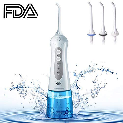 Cordless Water Flosser,Professional Rechargeable Water Pick Teeth Cleaner, Portable Travel IPX7 Waterproof Waterpick Power Dental Water Jet With 3 Jet Tips For Braces and Teeth Whitening Blue