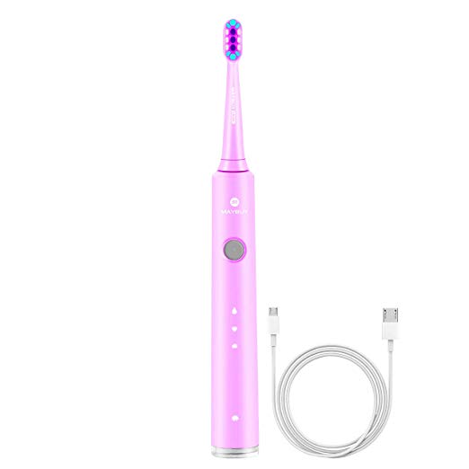 Electric Toothbrush, Maybuy MB6002 Sonic Rechargeable Toothbrush with Build in Automatic Timer, 3 Modes, USB Fast Charging Minimun 180 Days Use for Kids Adult, Red