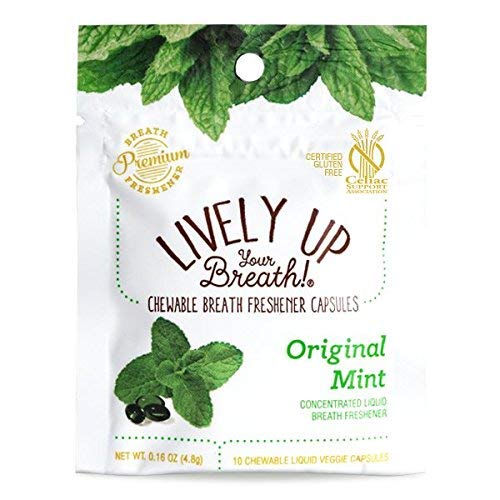 Mint Capsule Bursts Premium Liquid Breath Freshener in a Chewable Vegetarian Capsule (12 Packets)