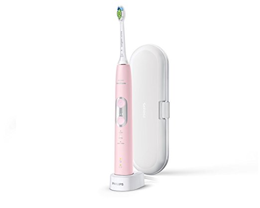 Philips Sonicare ProtectiveClean 6100 Whitening Rechargeable electric toothbrush with pressure sensor and intensity settings, Pastel Pink HX6876/21