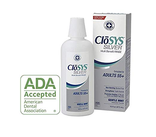 CloSYS Silver 2-Count Fluoride Mouthwash, for Adults 55 and Up, 16 ounce