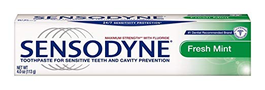 Sensodyne Maximum Strength Sensitive Teeth and Cavity Prevention Toothpaste, Fresh Mint, 4 Count