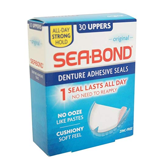 SEA-BOND Denture Adhesive Seals Uppers Original 30 Each ( Pack of 8)