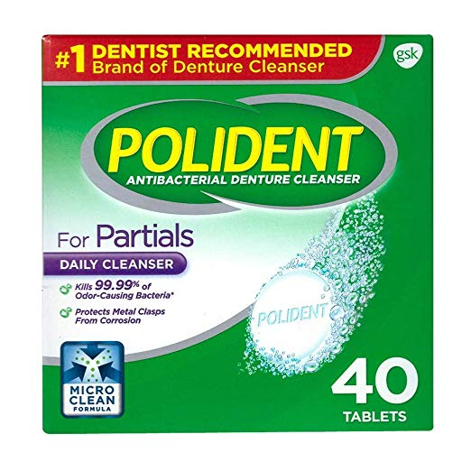 Polident Partials, Antibacterial Denture Cleanser 40 ea (Pack of 10)