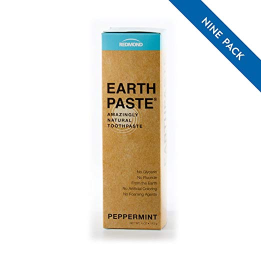 Redmond - Earthpaste Natural Organic Non-Flouride Toothpaste Peppermint 4 Ounce Tube, 9 Pack