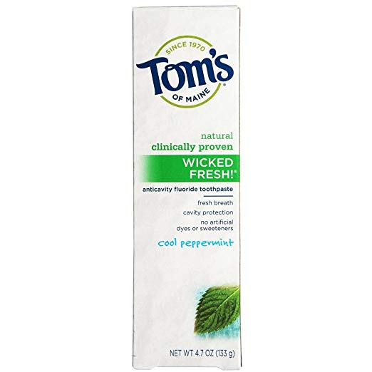 Tom's of Maine Natural Wicked Fresh Fluoride Toothpaste Cool Peppermint 4.70 oz (Pack of 12)