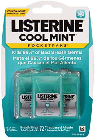 Listerine PocketPaks Breath Strips Cool Mint 72 Each (Pack of 9)