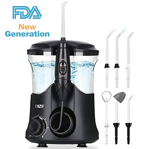 Water Flosser Teeth Cleaner, THZY 2018 Upgraded 600ML Electric Oral Irrigator Water Pick with 7 Interchangeable Nozzles For Braces, Implants, Bridges, 110-220V Global Voltage Black