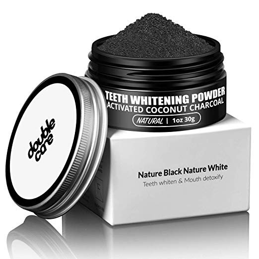 DoubleCare Activated Charcoal Teeth Whitening Powder-Coconut Charcoal Tooth Whitener-Natural Teeth Whitening-Enamel Safe & Improve Gum Health-Organic(3-month supply)