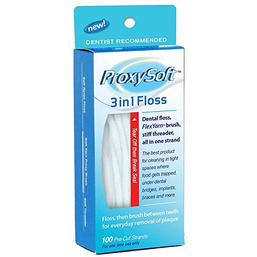 12 Packs of Dental Floss for Optimal Teeth Flossing vs Traditional Flossing - Pre-Cut Floss Threaders for Flossing with Built-in Soft Proxy Brush and Stiff Threader, 3-in-1 Dental Floss by ProxySoft