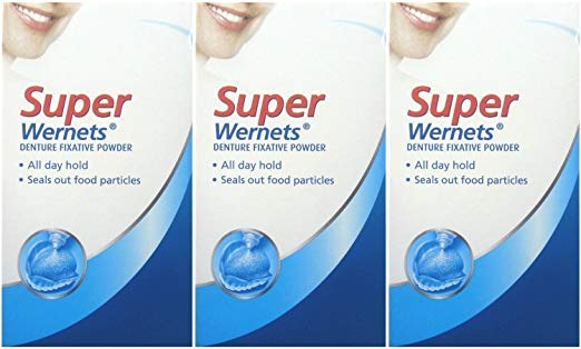 Three Packs Of Poligrip Wernets Super Denture Fixative Powder