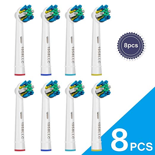 1958LLC Replacement Toothbrush Heads for Braun Oral-B Floss Action Electric Toothbrush, Remove Plaque And Decrease Gingivitis(8PCS)