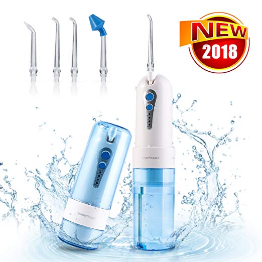 Eurobuy Dental Water Flosser Cordless,Teeth Cleaner,Oral Irrigator Professional Rechargeable Portable Dental Gum Flosser with 5 Jet Tips for Home,Travel,Adults,Kids,Oral & Nose Care