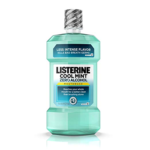 Listerine Zero Alcohol Mouthwash, Less Intense Alcohol-Free Oral Care Formula for Bad Breath, Cool Mint Flavor, 1.5 l